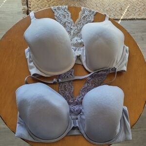 Victoria's Secret Light Gray Lace Racerback Bras (2 Pack)